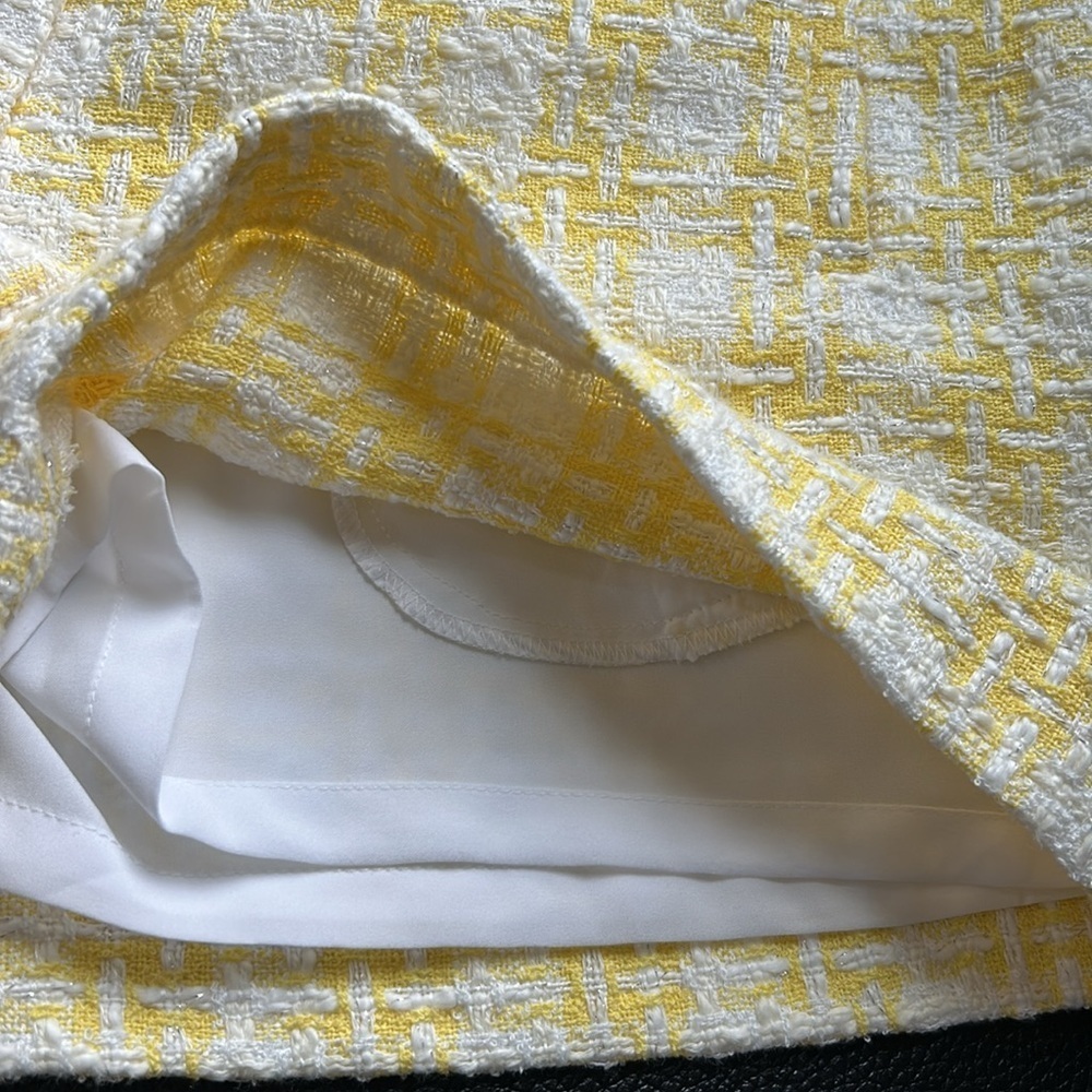 Veronica Beard Jazmin Short Tweed Pale Yellow White Wide Leg High Waist Sz 6 NEW - Picture 13 of 16